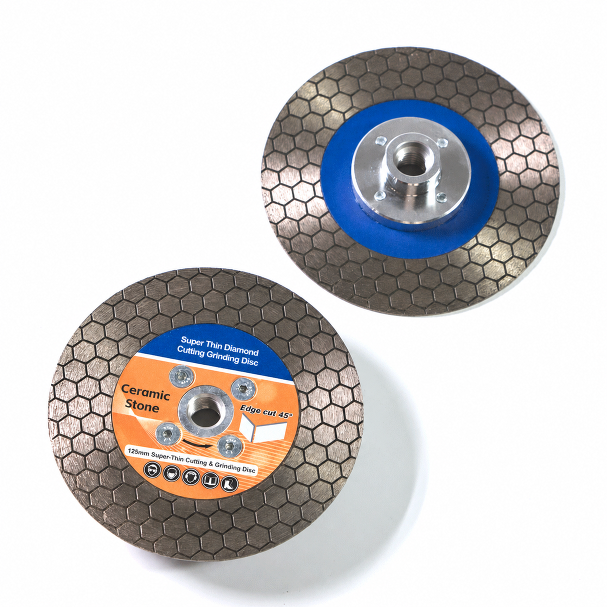 Front and rear views of 125mm cutting and grinding disc