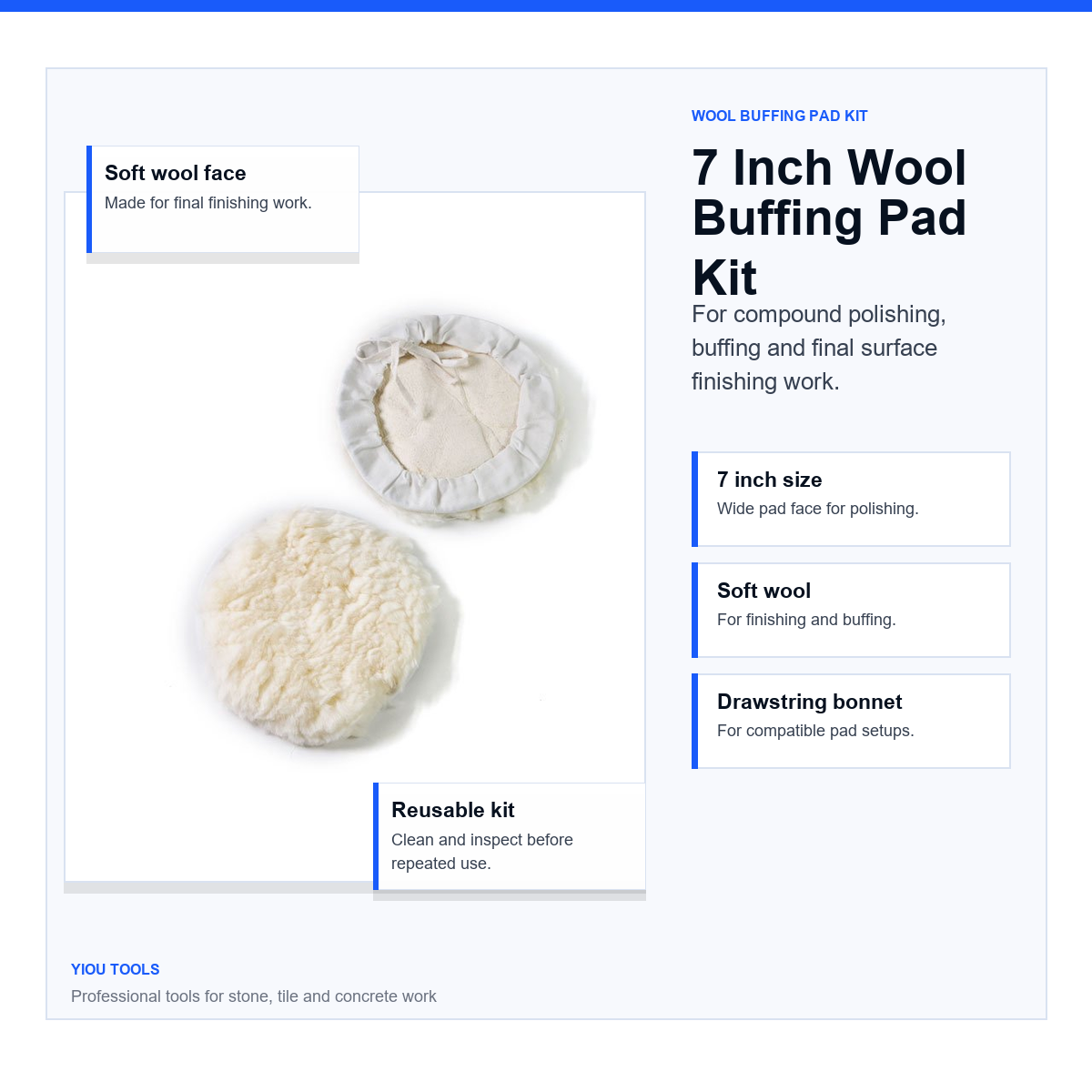 7 Inch Wool Buffing Pad Kit - 7 inch wool buffing pad kit