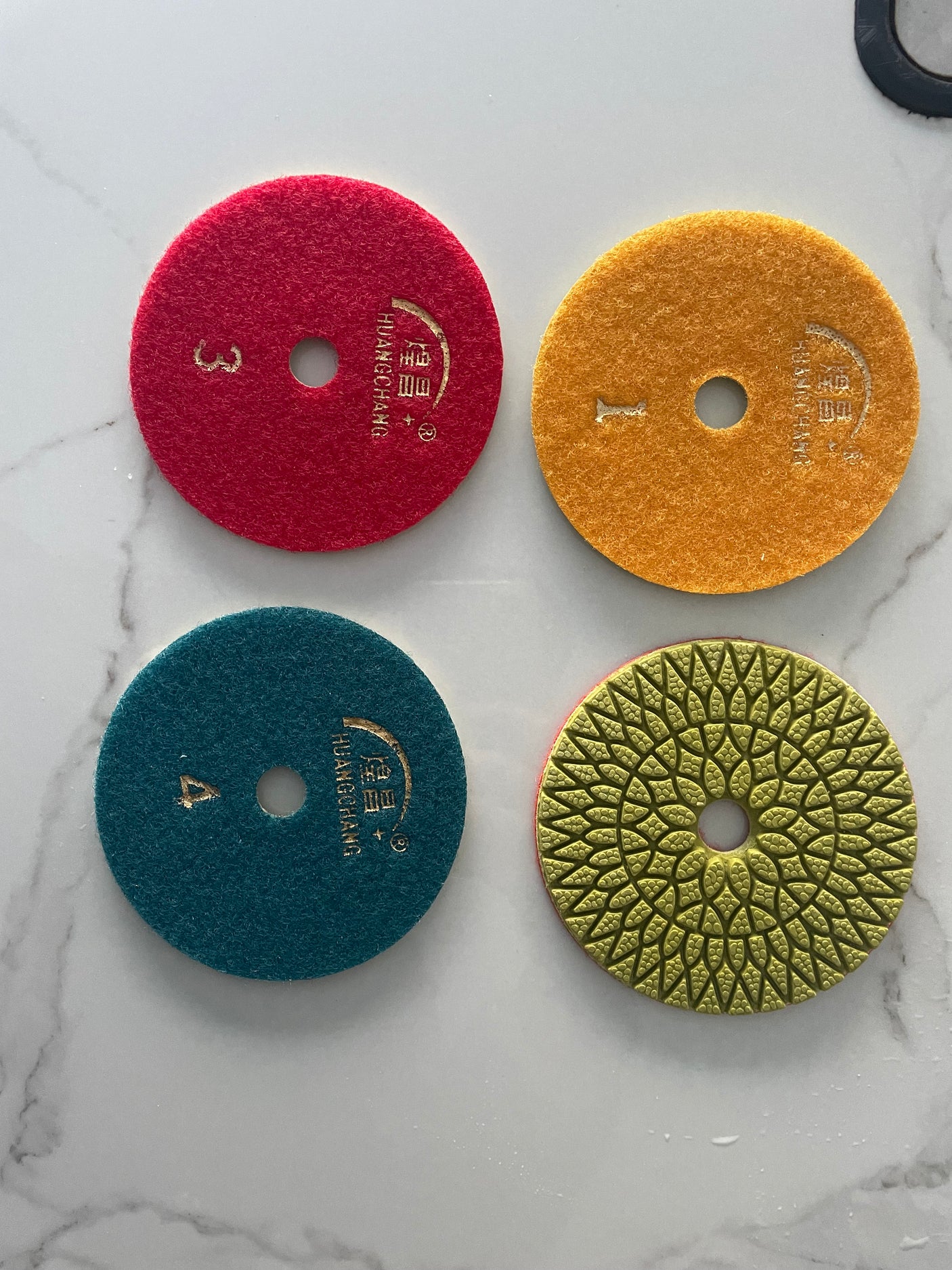 4 Inch 4-Step Diamond Wet Polishing Pad Set for Stone and Concrete