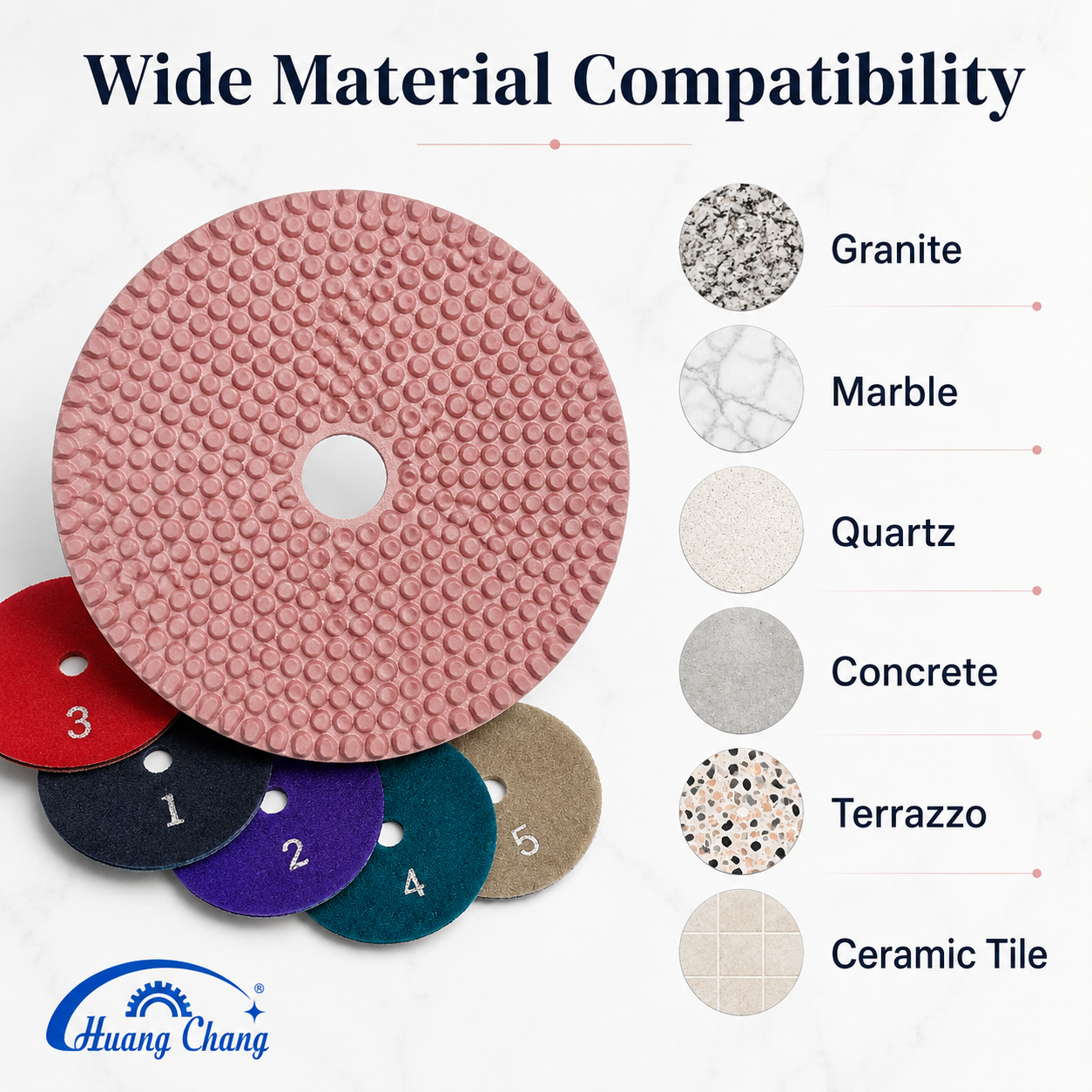 HUANGCHANG 4 Inch Red Dotted Diamond Polishing Pads