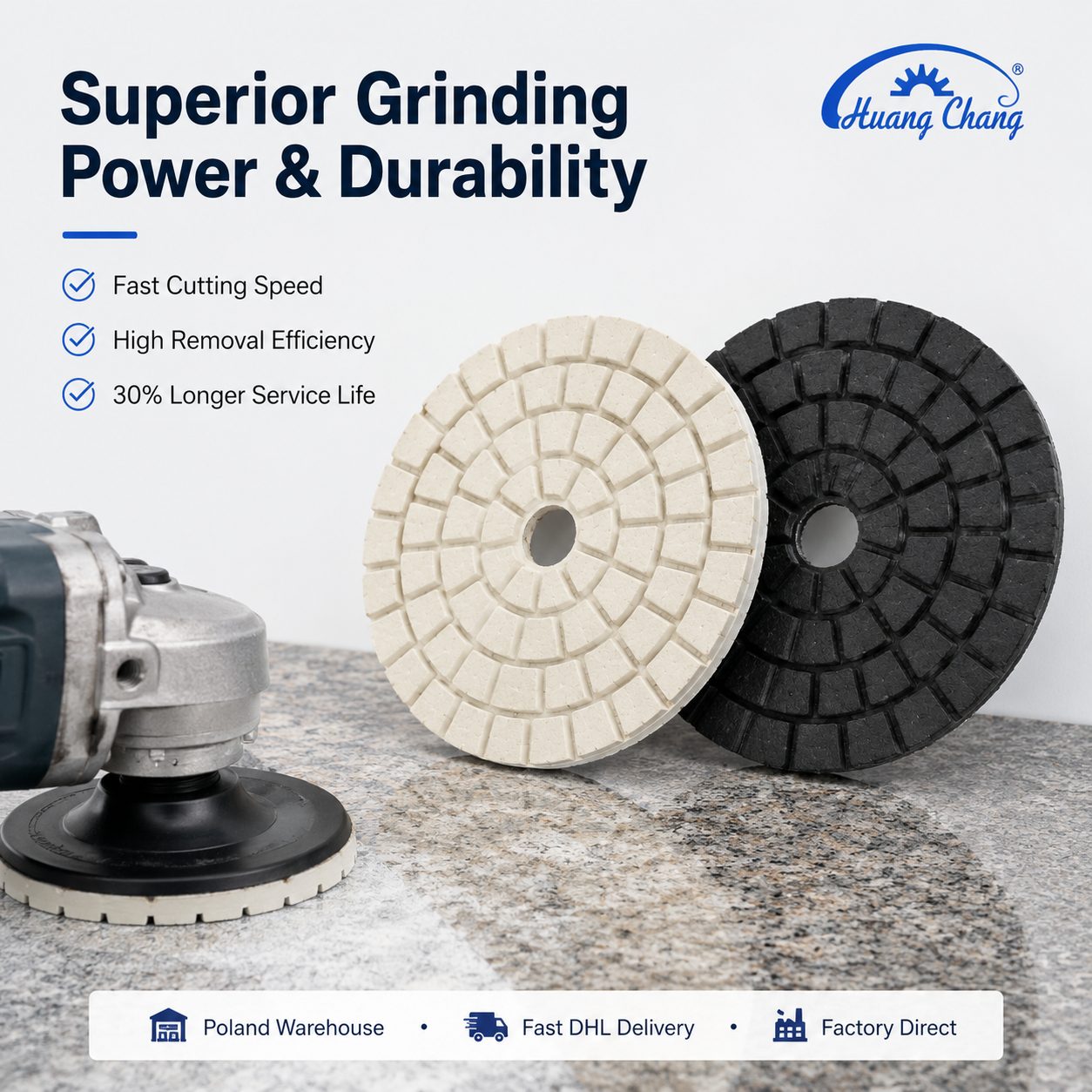HUANGCHANG 4 Inch White & Black Diamond Polishing Pads