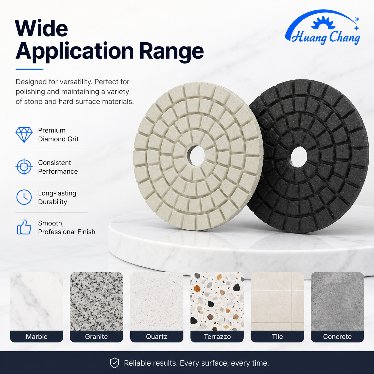 HUANGCHANG 4 Inch White & Black Diamond Polishing Pads