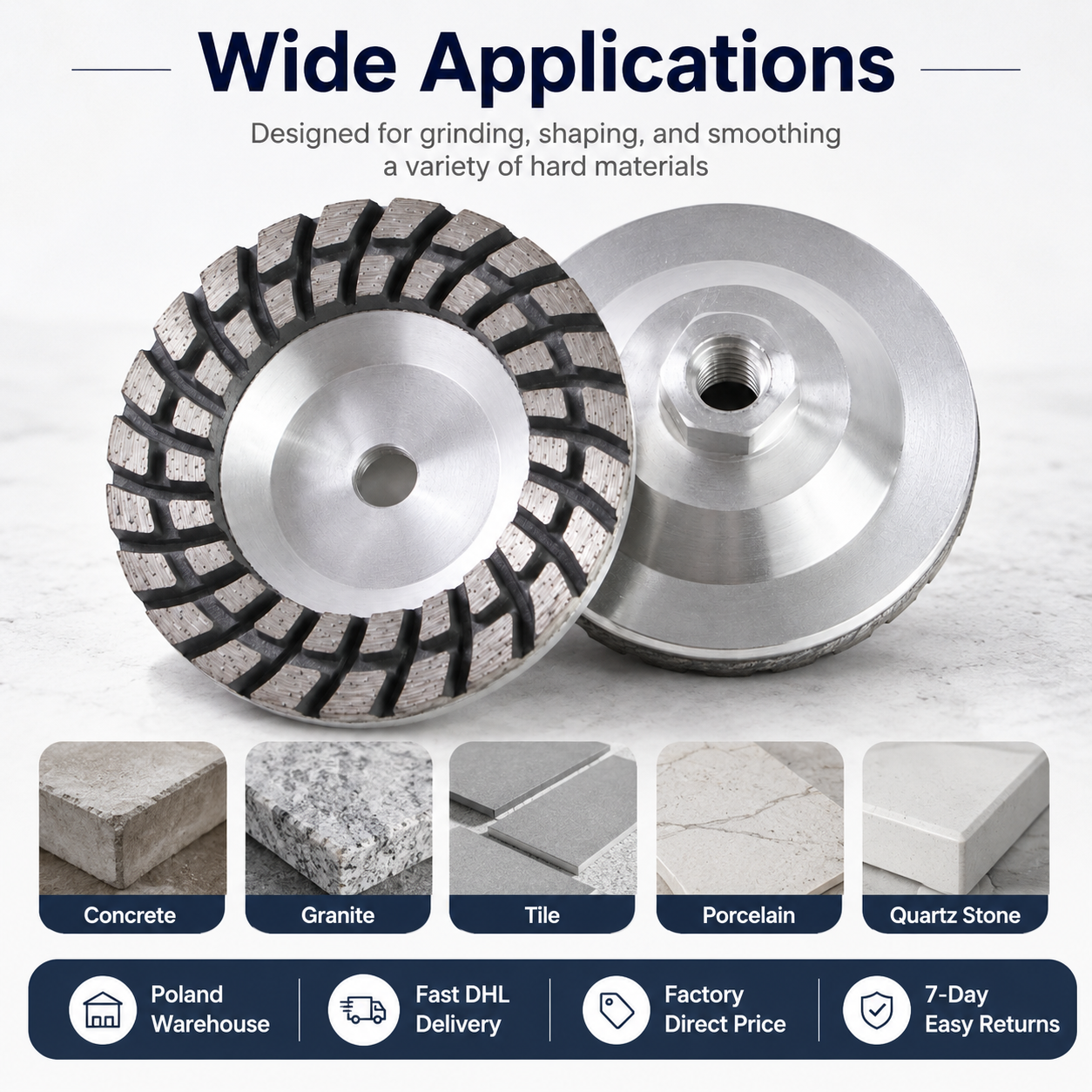 HUANGCHANG 4 Inch Aluminum Diamond Cup Grinding Wheel