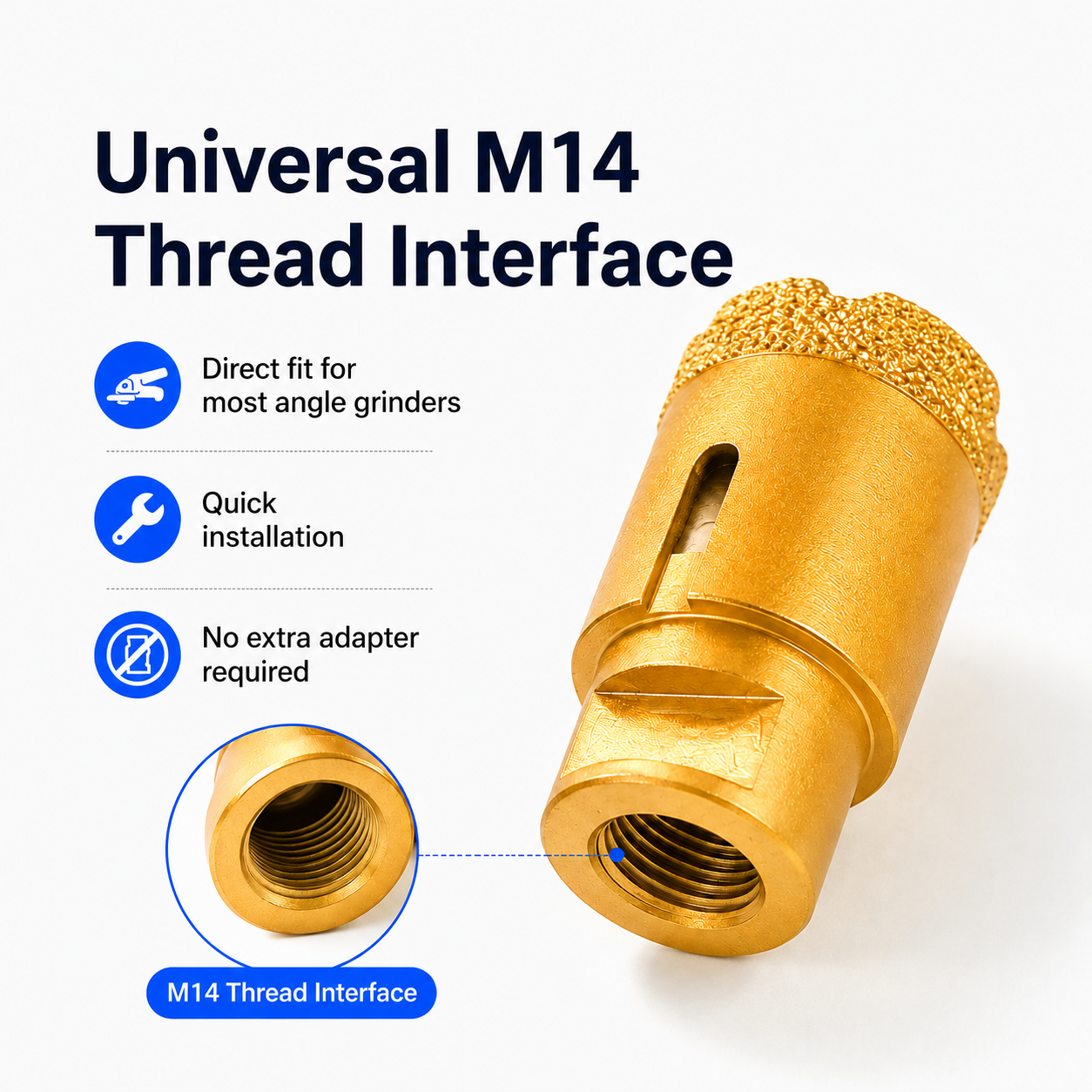 HUANGCHANG M14 Vacuum Brazed Diamond Core Drill Bits