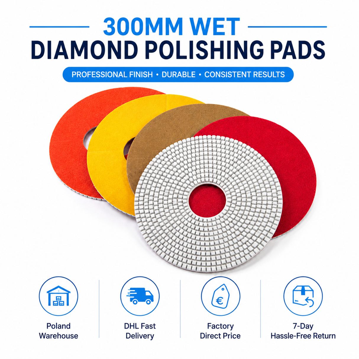 300mm wet diamond polishing pad set information graphic