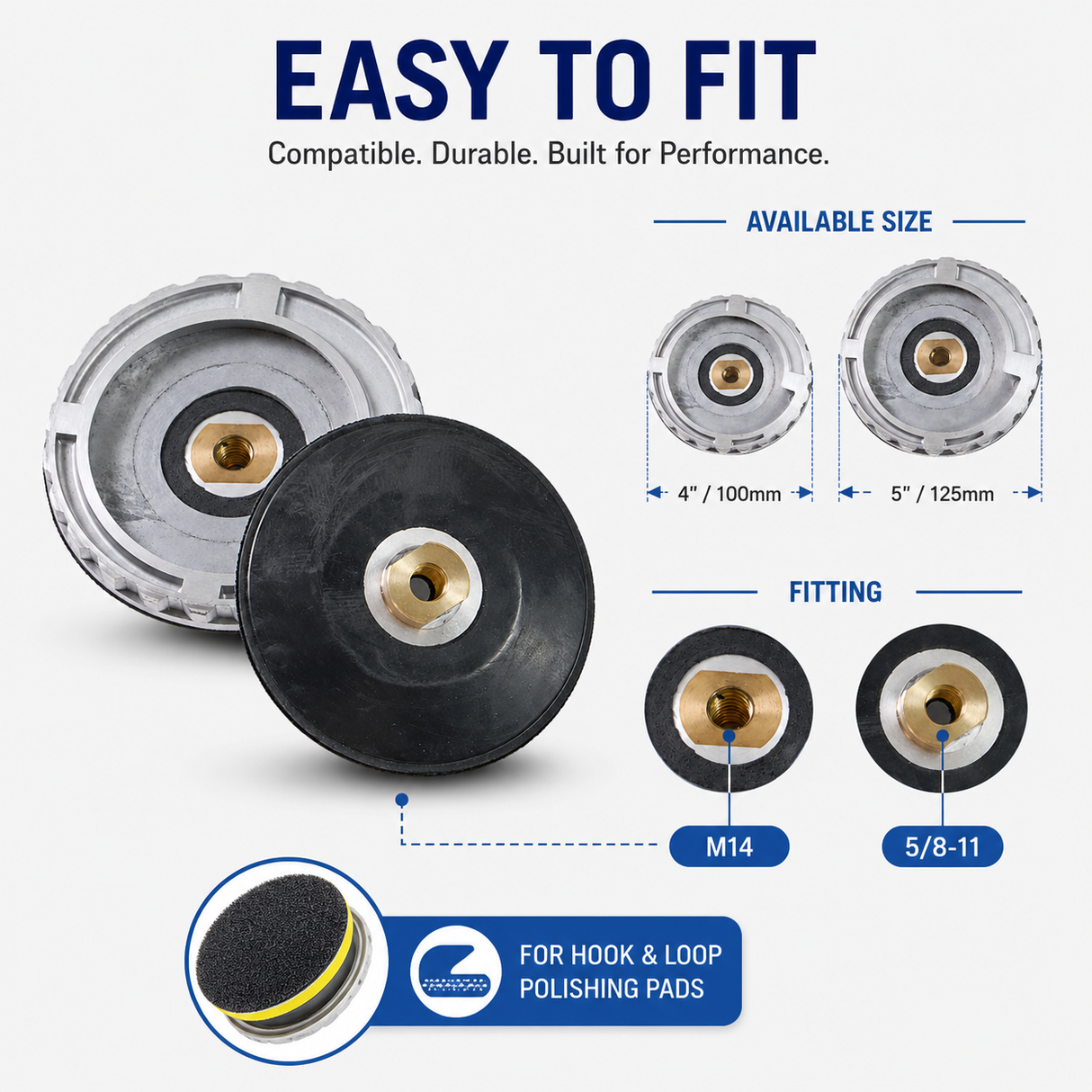 Aluminum Snail Lock Backer Pad Adapter 100/125mm