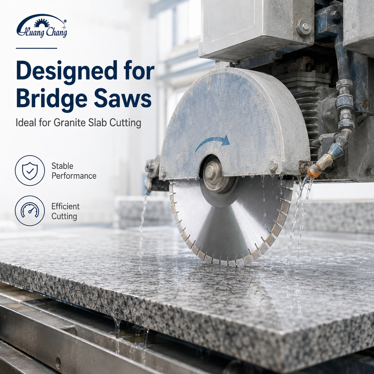 HUANG CHANG Granite Cutting Disc 400mm Diamond Granite Blade for Bridge Saw, Silent Sandwich Core
