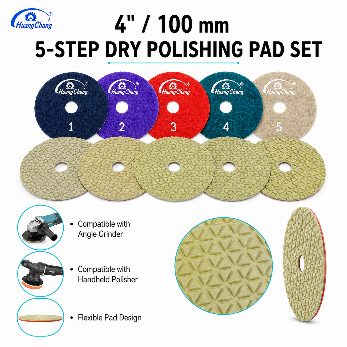 4 Inch 5-Step Dry Diamond Polishing Pad Set