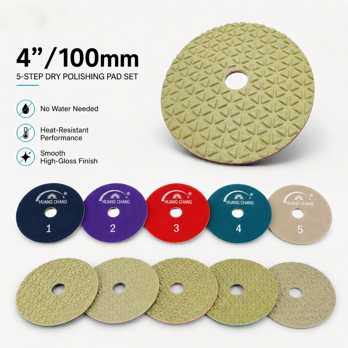 4 Inch 5-Step Dry Diamond Polishing Pad Set