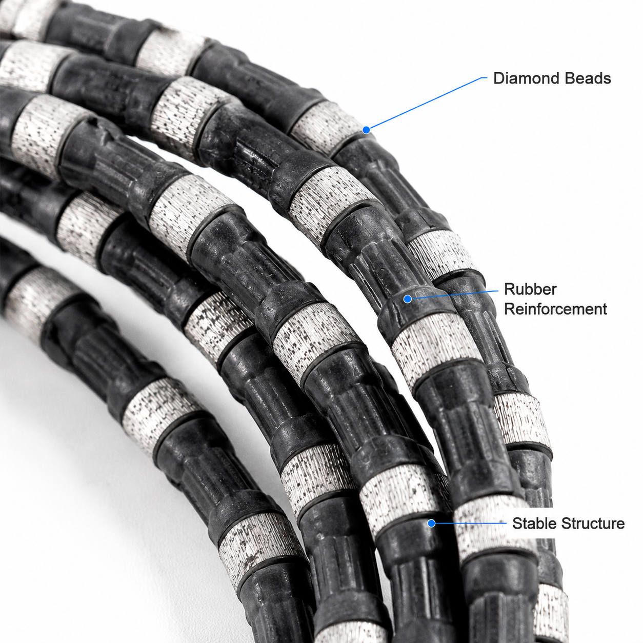 11.5mm Diamond Wire Saw Rope for Granite Quarrying, Stone Dressing & Concrete Block Cutting