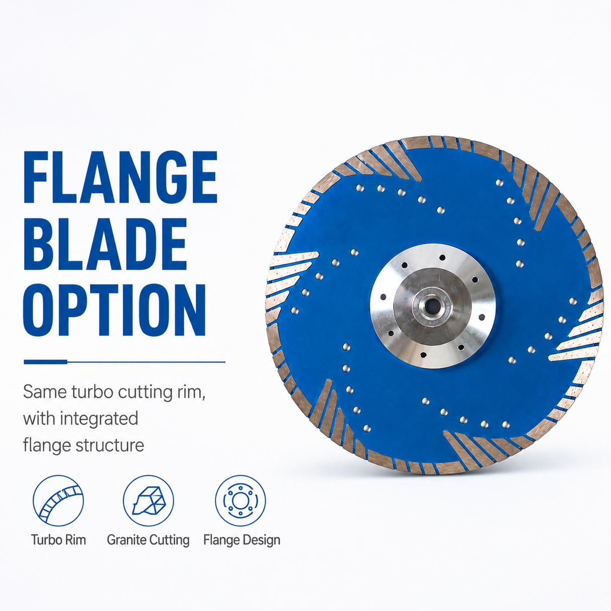 Turbo diamond saw blade integrated flange option