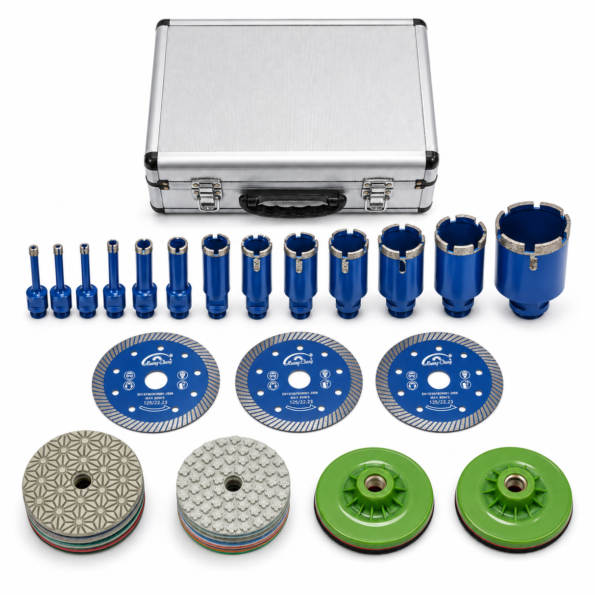 25-Piece Diamond Drilling, Cutting & Polishing Tool Kit with Aluminum Case