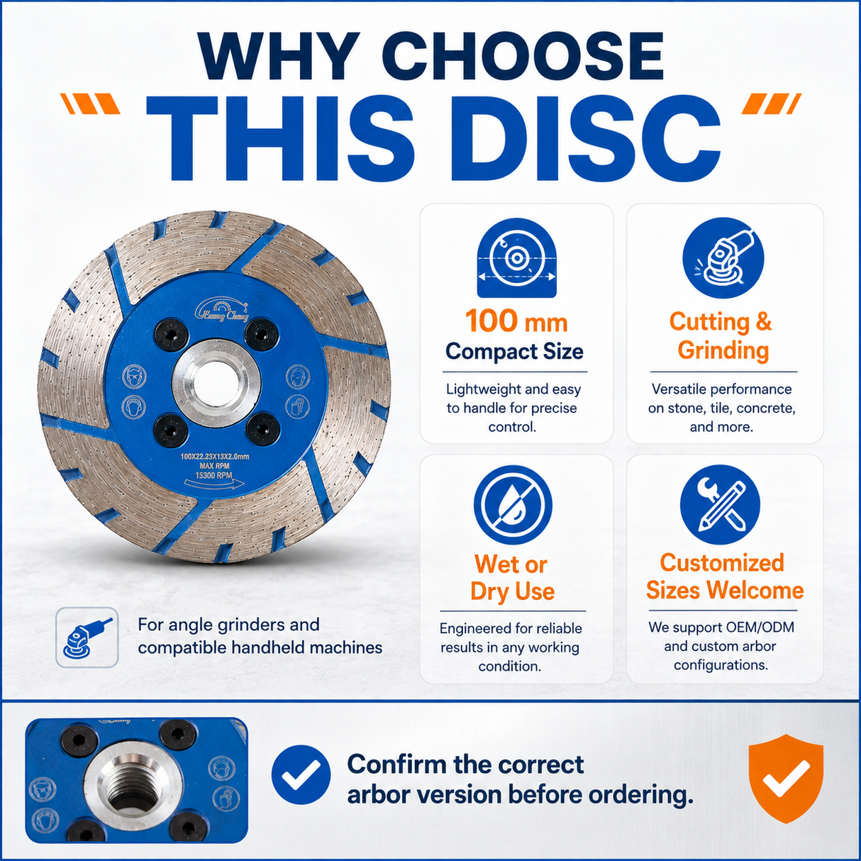 100mm Diamond Cutting & Grinding Disc for Stone & Tile
