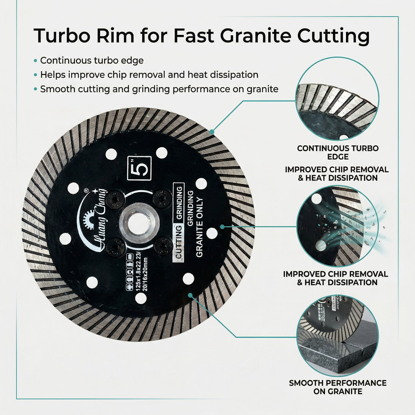 5" 125mm Turbo Diamond Blade for Granite