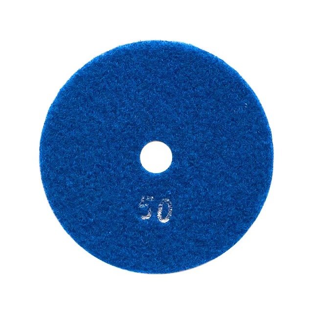 Blue backing surface marked 50