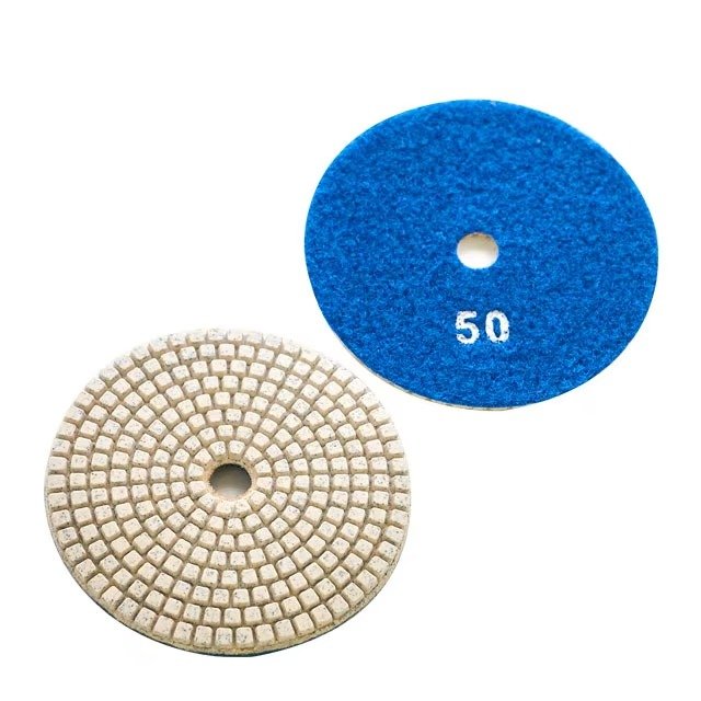 Front and backing side view of 100mm wet diamond floor polishing pad