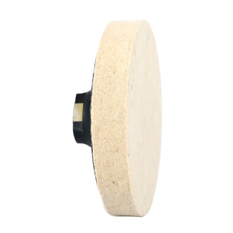 Felt polishing wheel edge and center connection detail