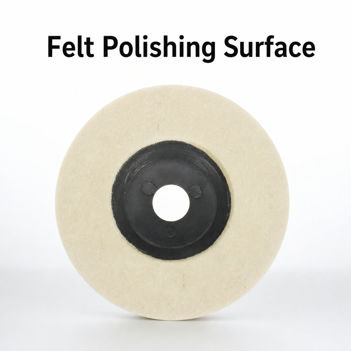 Felt polishing surface on wheel with integrated backing