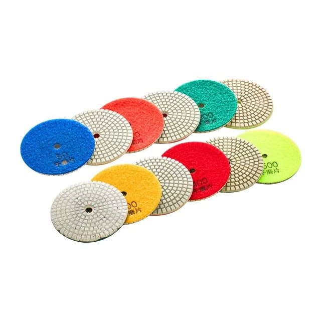 Color-coded flexible diamond resin polishing pads for grit identification