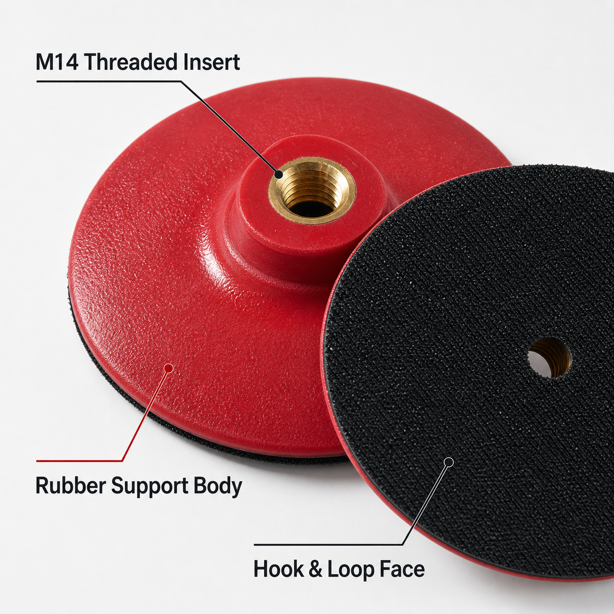 rubber body and M14 thread detail of polishing pad backer