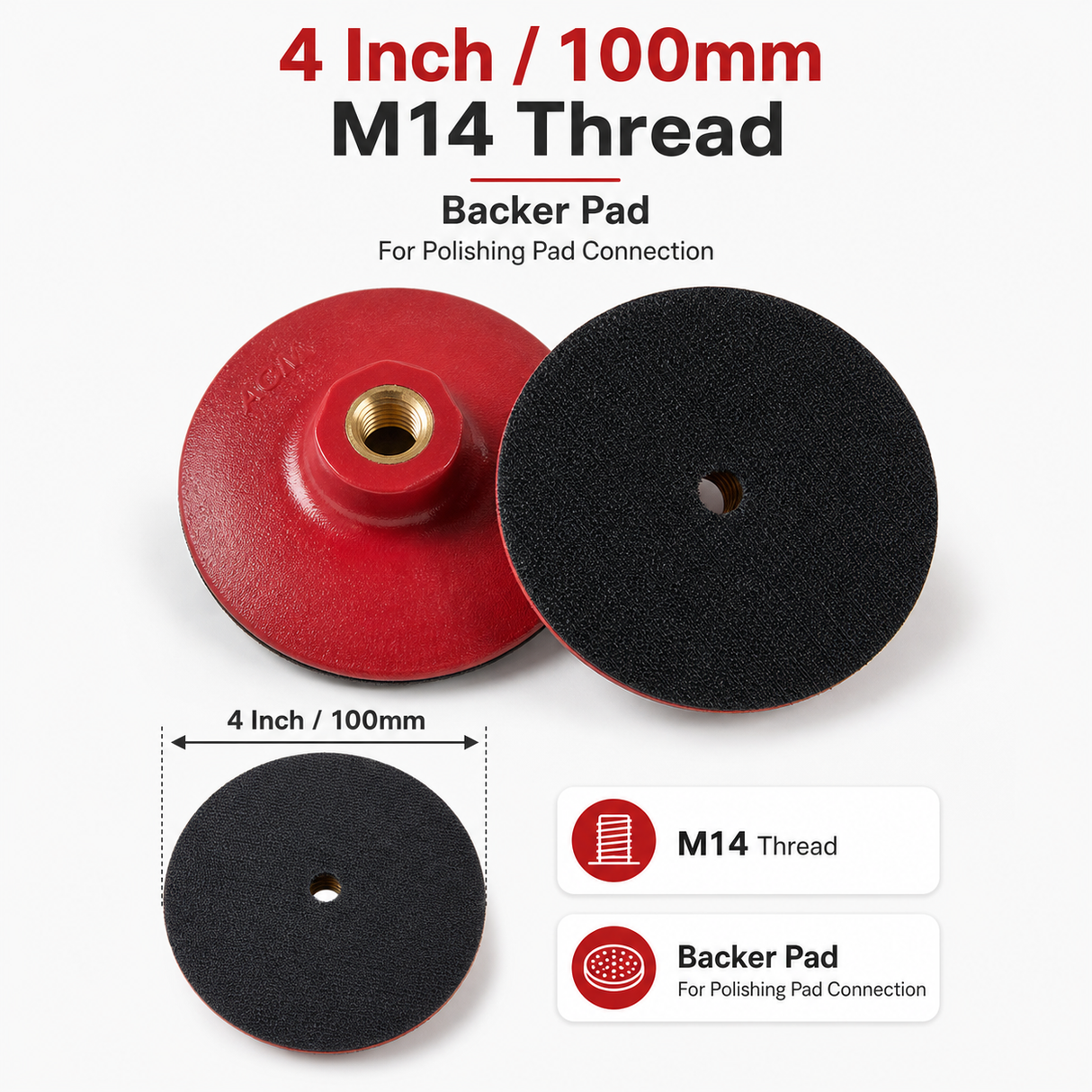 4 inch 100mm M14 backer pad size and specification