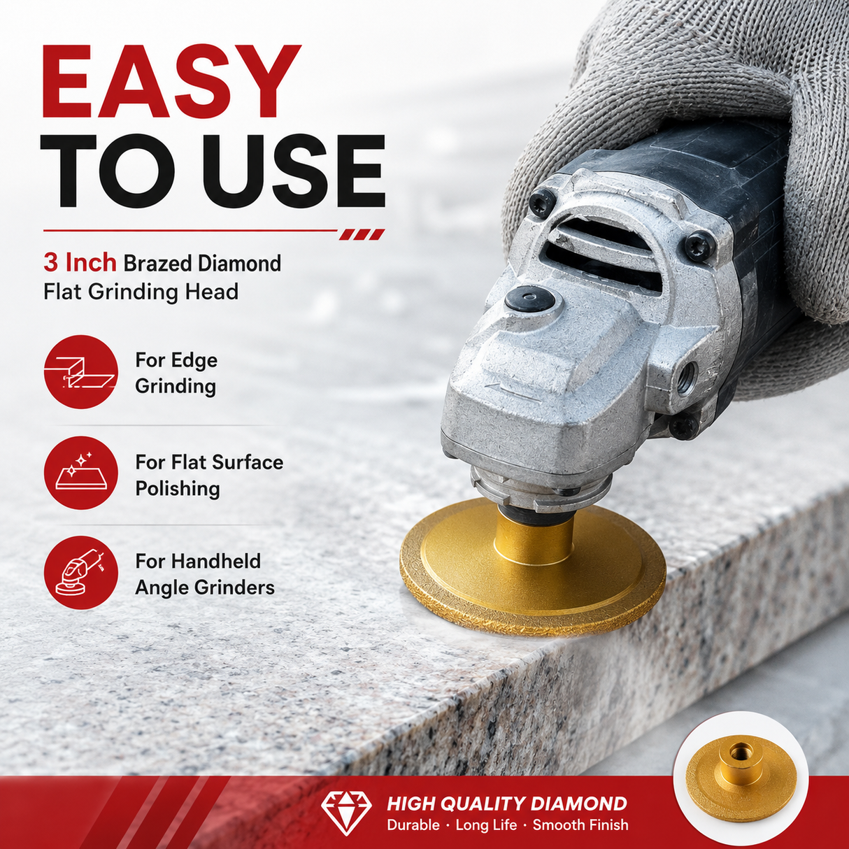 Brazed diamond flat grinding head angle grinder use