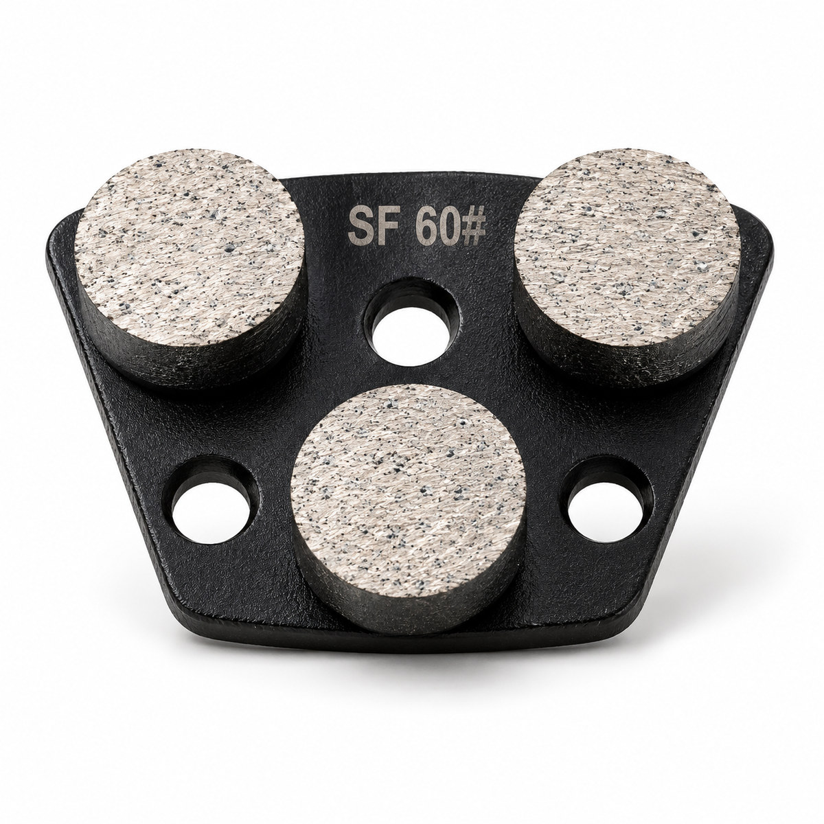 Angled close-up of the three round diamond segments on the SF60 shoe