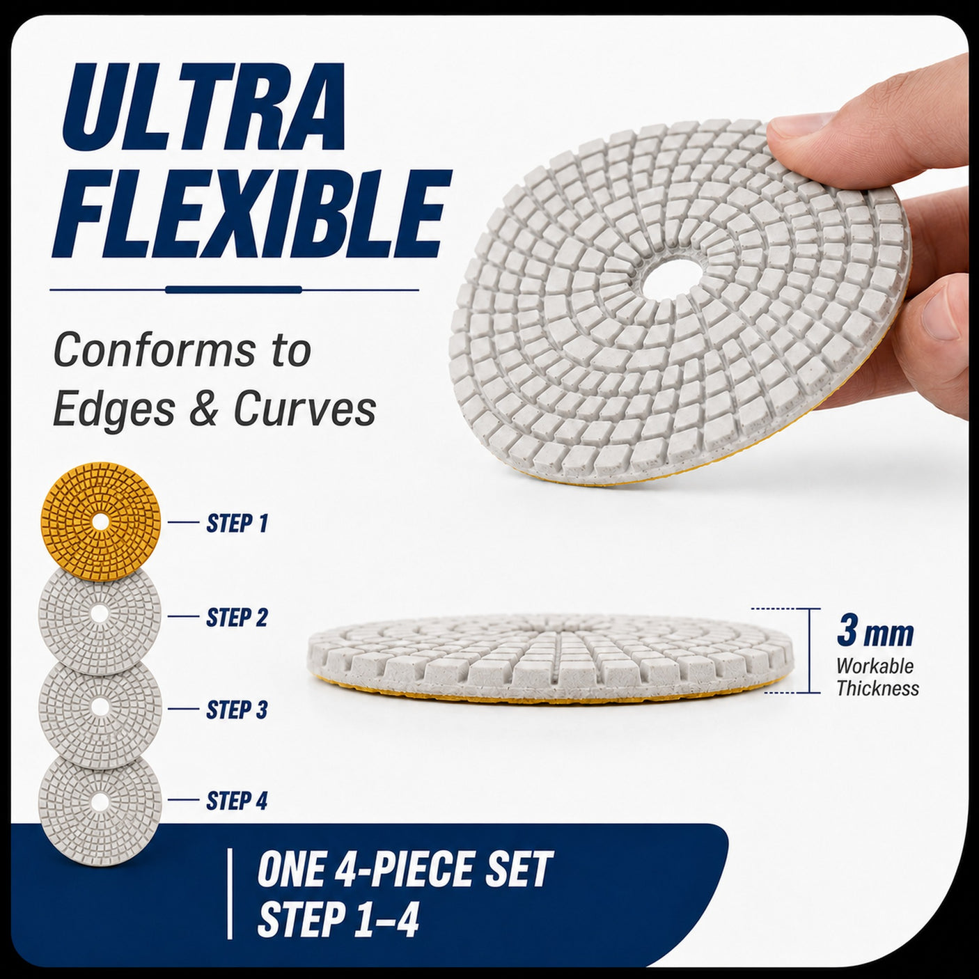 4 Inch 4-Step Wet/Dry Diamond Polishing Pad Set