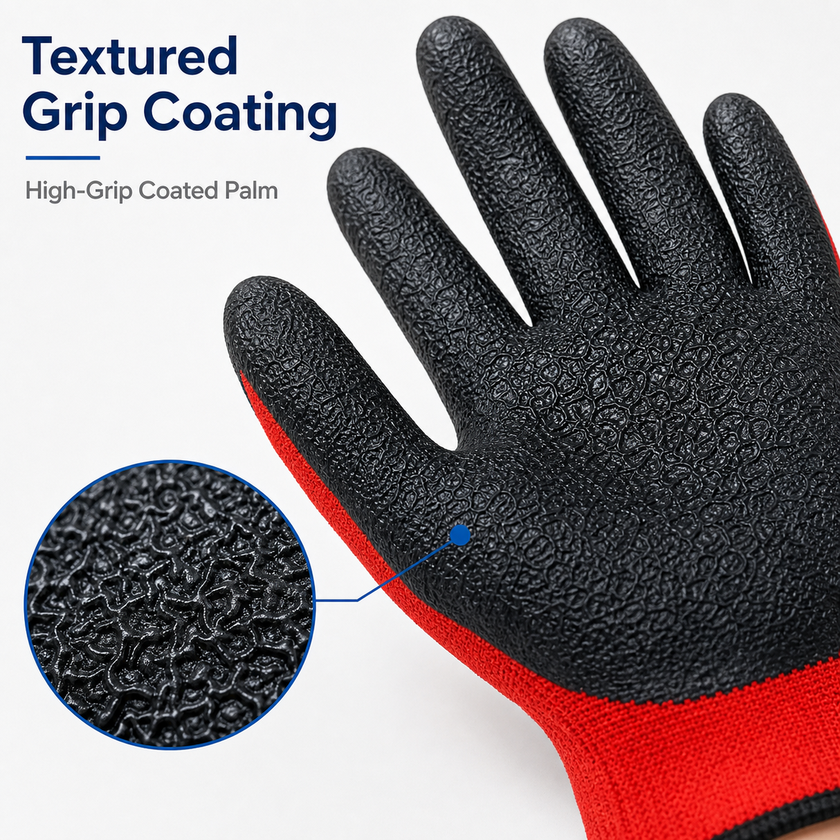 textured nitrile rubber grip coating work gloves