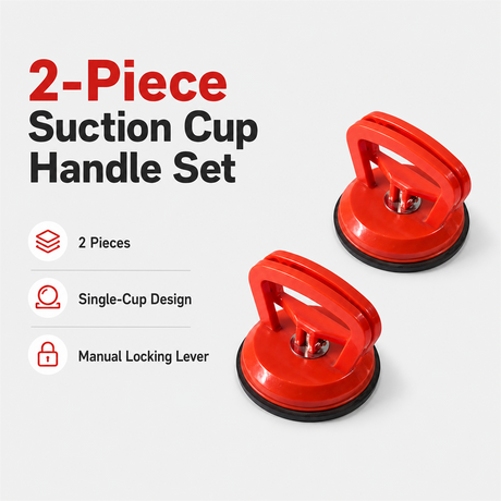 Two-piece single-cup suction handle set with manual locking lever features