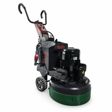 Remote-control planetary floor grinder in angled front view