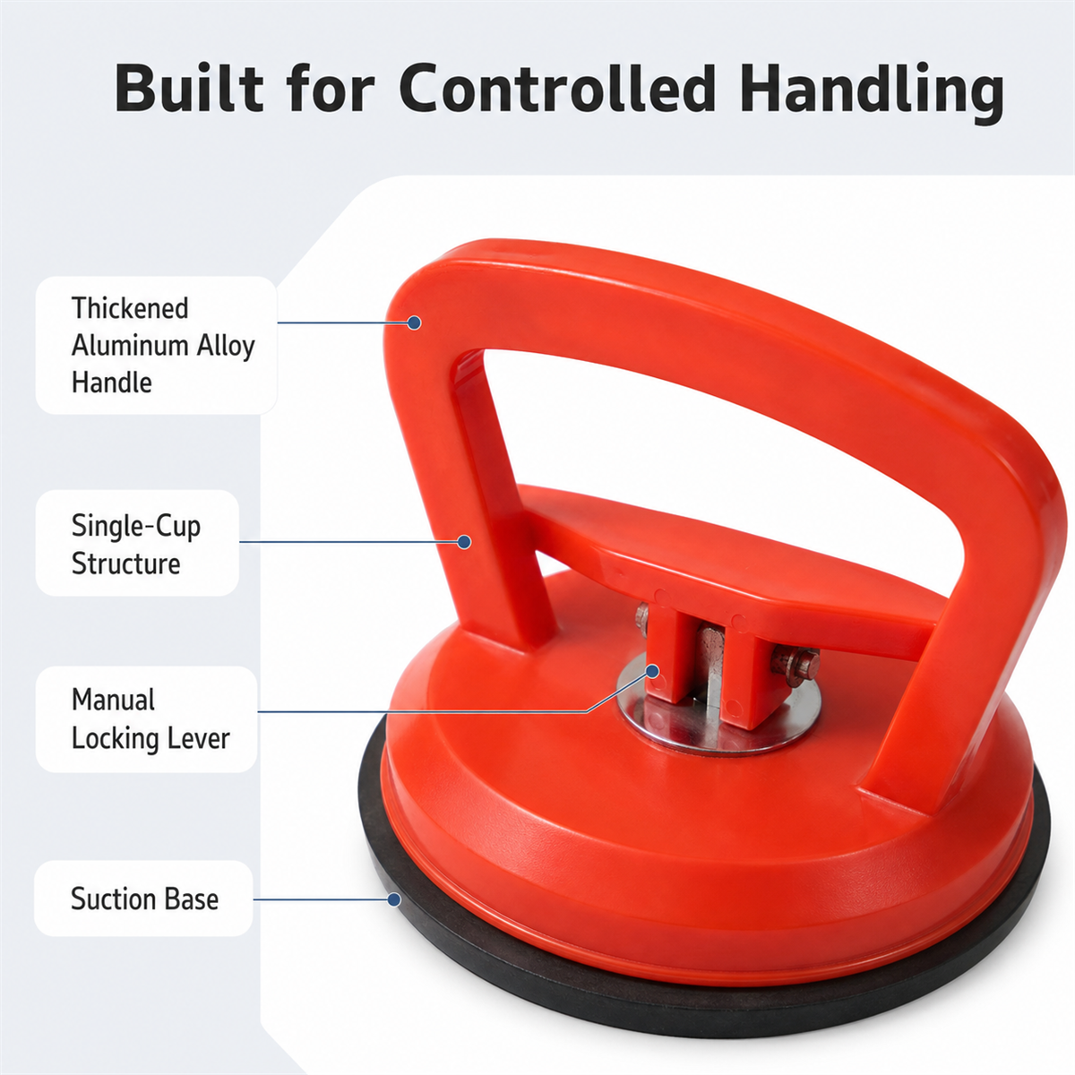 123mm suction cup handle structure with aluminum alloy handle and manual lever