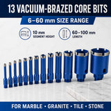 25-Piece Diamond Drilling, Cutting & Polishing Tool Kit with Aluminum Case