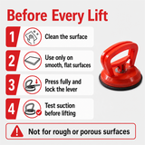 Suction cup handle surface preparation and grip check steps