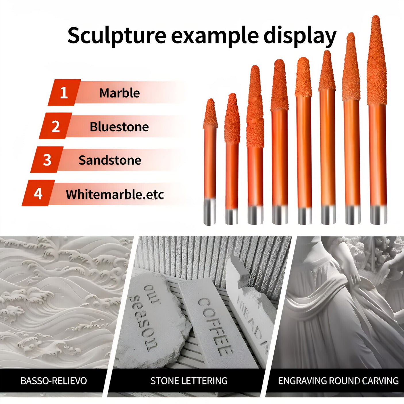 GREAT Granite 4-Layer Brazed Carbide Relief Stone Carving Knife