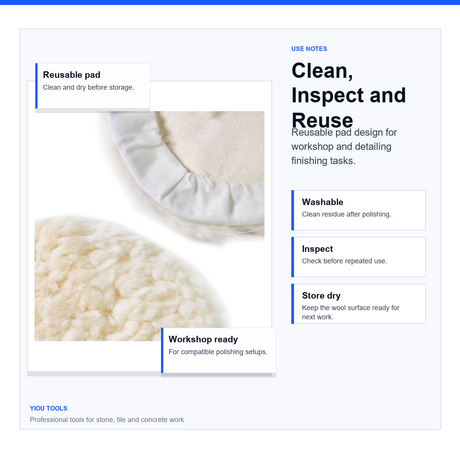 7 Inch Wool Buffing Pad Kit - Clean, inspect and reuse