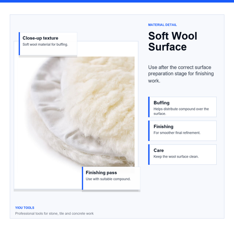 7 Inch Wool Buffing Pad Kit - Soft wool surface