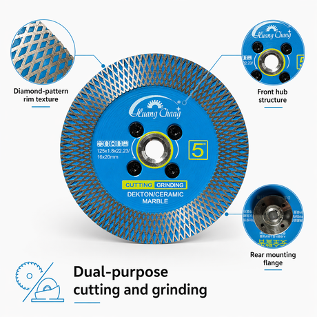Huang Chang 5 Inch Diamond Cutting & Grinding Blade 125mm for Dekton Ceramic Marble