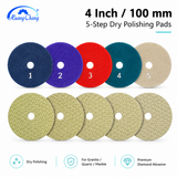 4 Inch 100mm 5 Step Dry Diamond Polishing Pad Set for Granite Quartz Marble