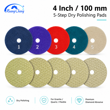 4 Inch 100mm 5 Step Dry Diamond Polishing Pad Set for Granite Quartz Marble