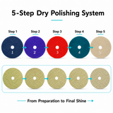 4 Inch 100mm 5 Step Dry Diamond Polishing Pad Set for Granite Quartz Marble
