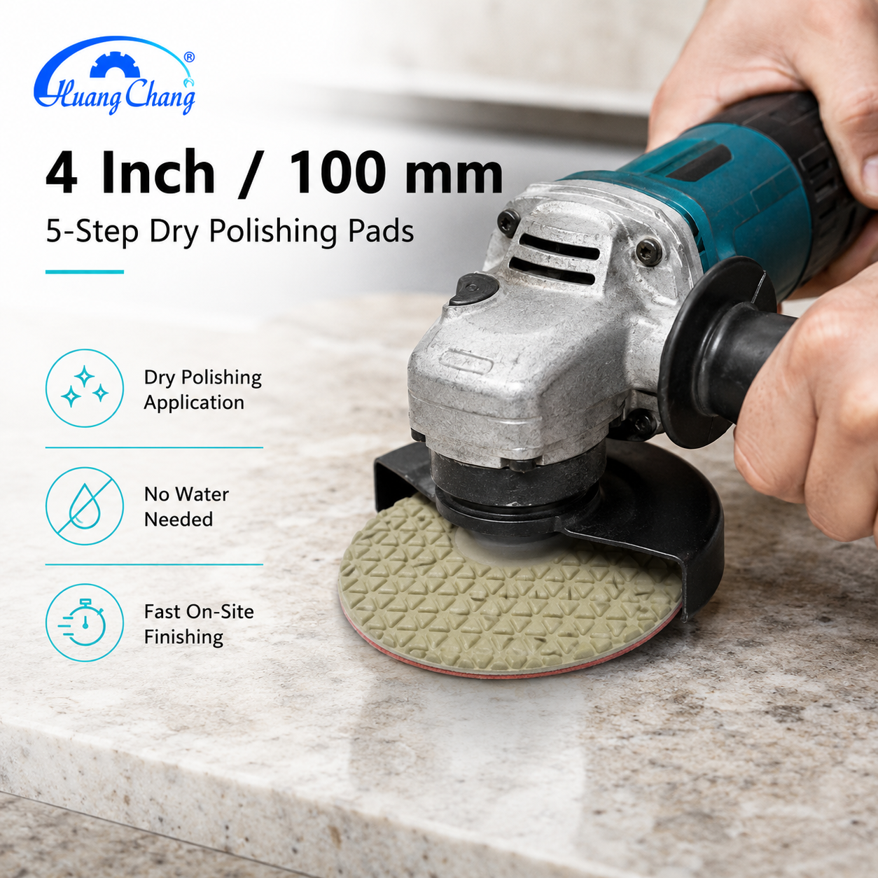 4 Inch 100mm 5 Step Dry Diamond Polishing Pad Set for Granite Quartz Marble
