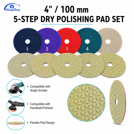 4 Inch 100mm 5 Step Dry Diamond Polishing Pad Set for Granite Quartz Marble