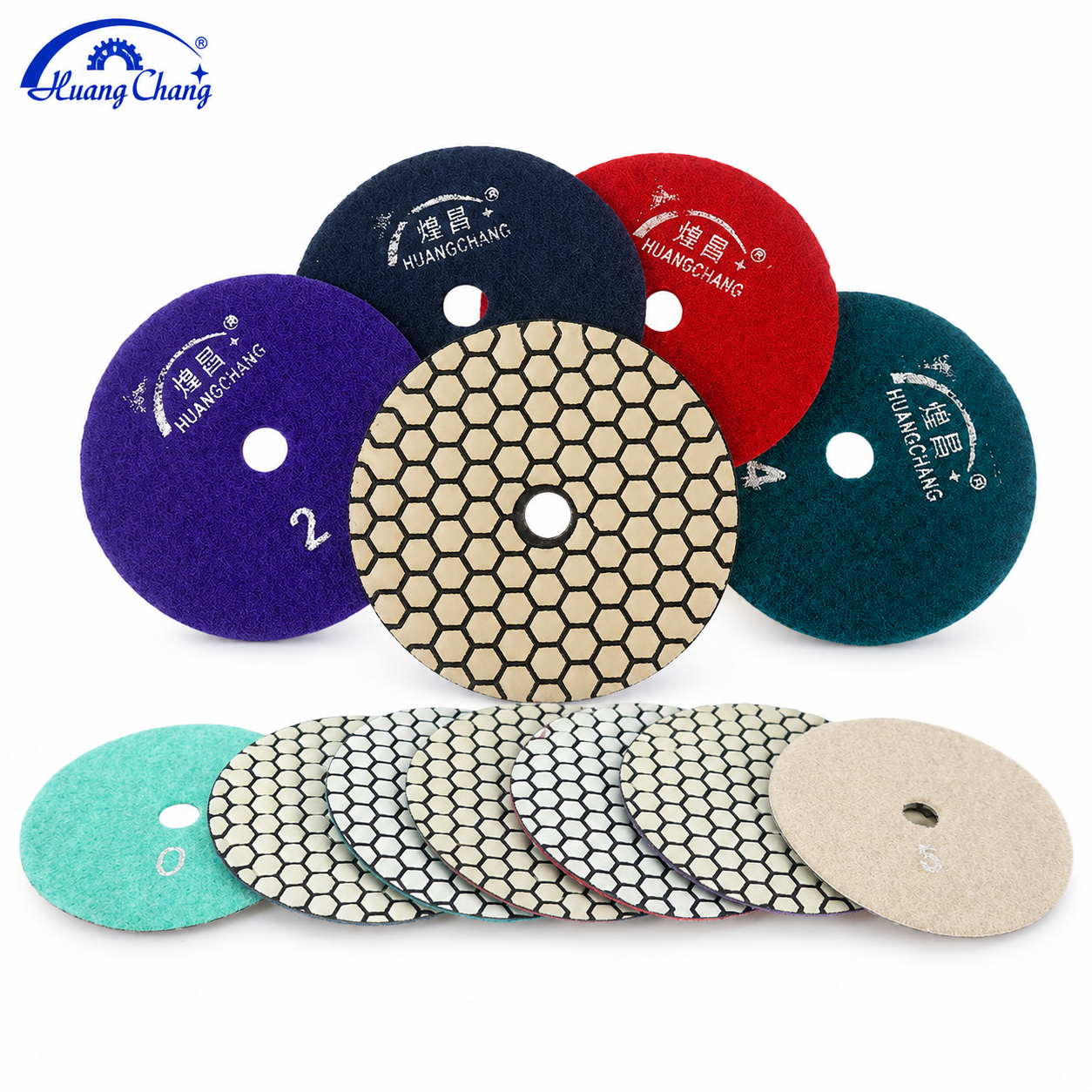 4 Inch Dry Diamond Polishing Pads Set for Angle Grinders, 50-3000 Grit