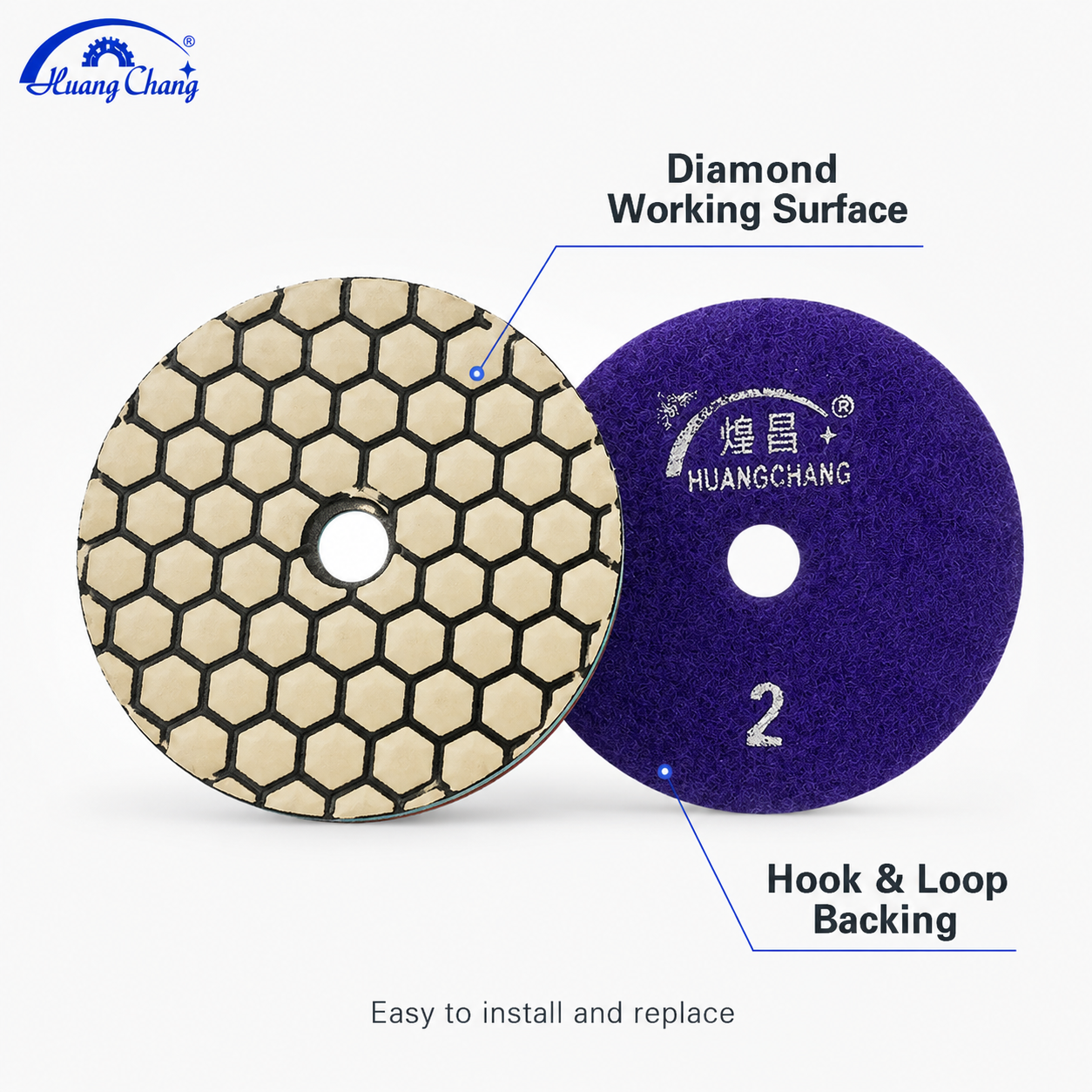 4 Inch Dry Diamond Polishing Pads Set for Angle Grinders, 50-3000 Grit