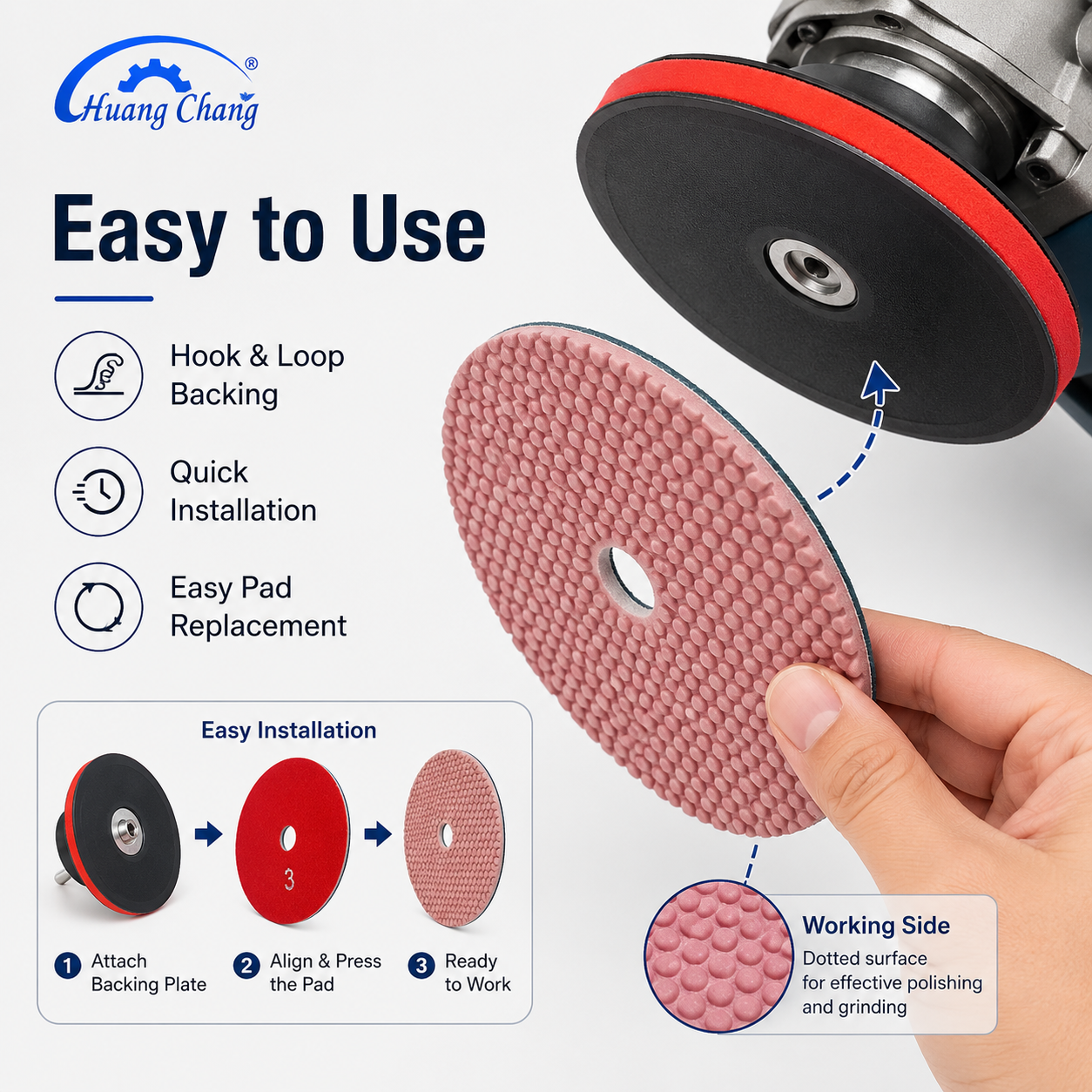 HUANGCHANG 4 Inch Red Dotted Diamond Polishing Pads