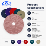 HUANGCHANG 4 Inch Red Dotted Diamond Polishing Pads