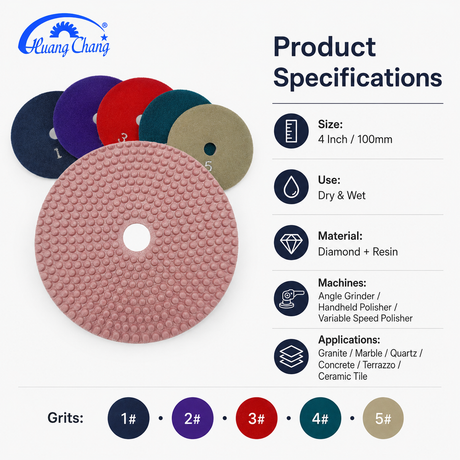 HUANGCHANG 4 Inch Red Dotted Diamond Polishing Pads