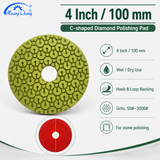 4 Inch C-Shaped Diamond Polishing Pads for Stone Wet/Dry Use
