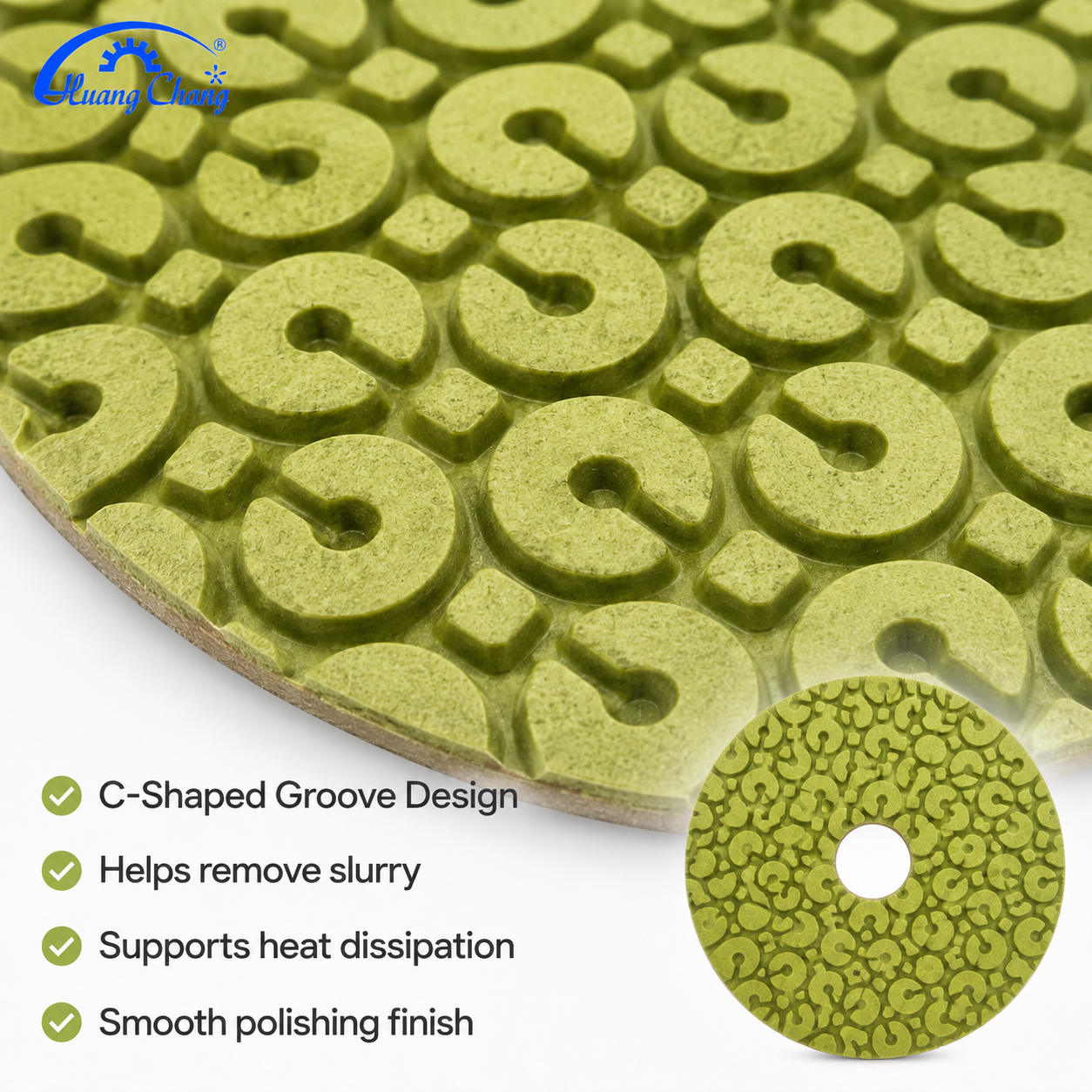 4 Inch C-Shaped Diamond Polishing Pads for Stone Wet/Dry Use